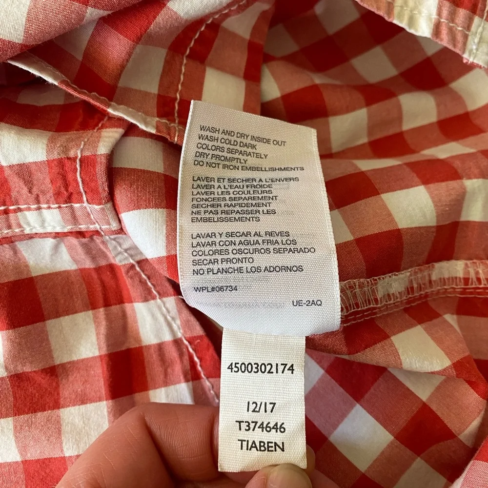 ⭐️ Tommy Hilfiger Kids Red & White Checkered Button-Up Shirt, Boys 7, Gingham
